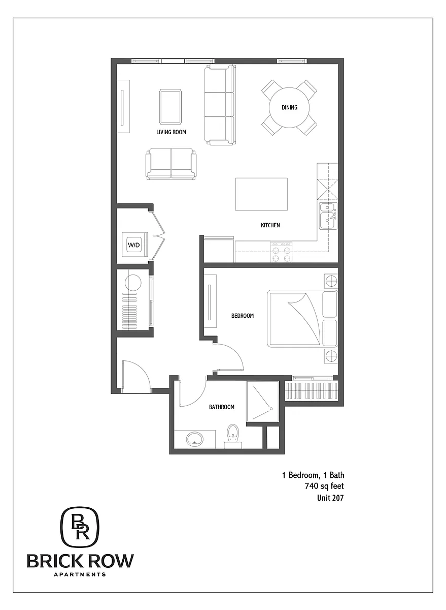 Floor plan 1 Bed Unit 207