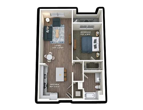 Floor plan A2.1 One Bedroom