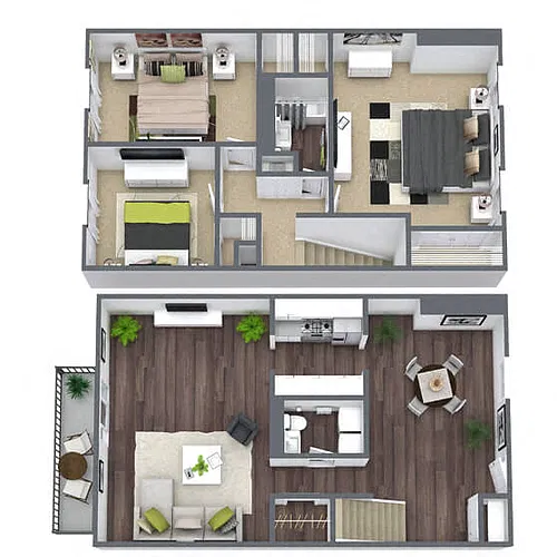 Floor plan C1: 3 Bed 2 Bath