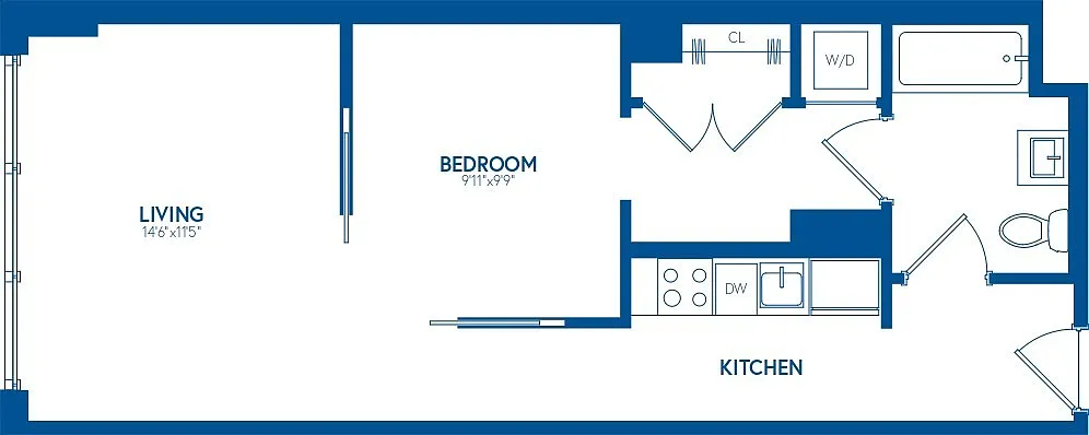 Floor plan 1 Bedroom, 1 Bath B - 601