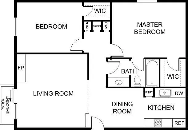 2 Bedroom x 1 Bathroom - 1000SF - 20FA10 2 Bedroom x 1 Bathroom - 1000SF - 20FA10