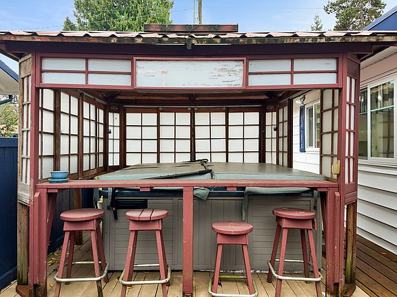 Hot tub on back deck.