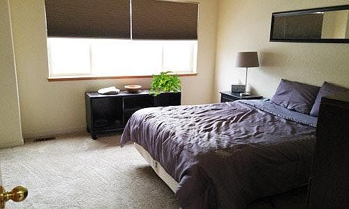 Spacious master with walk-in closet and bathroom