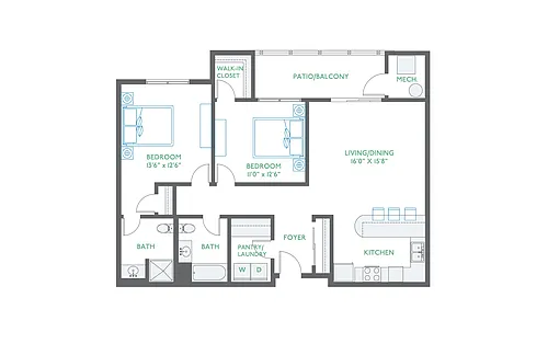 Floor plan 2 Bed - Style 6