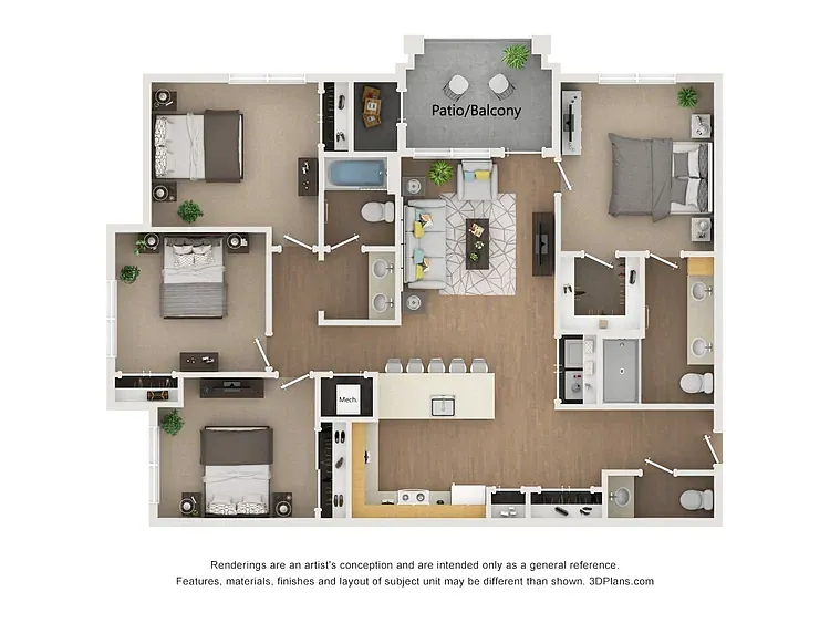 Floor plan 4 Bed 2 Bath