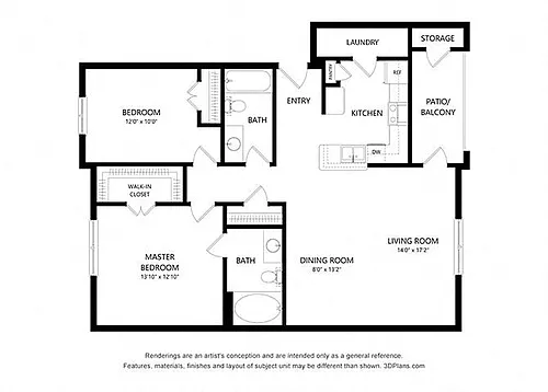 Floor plan Two Bedroom Apartment