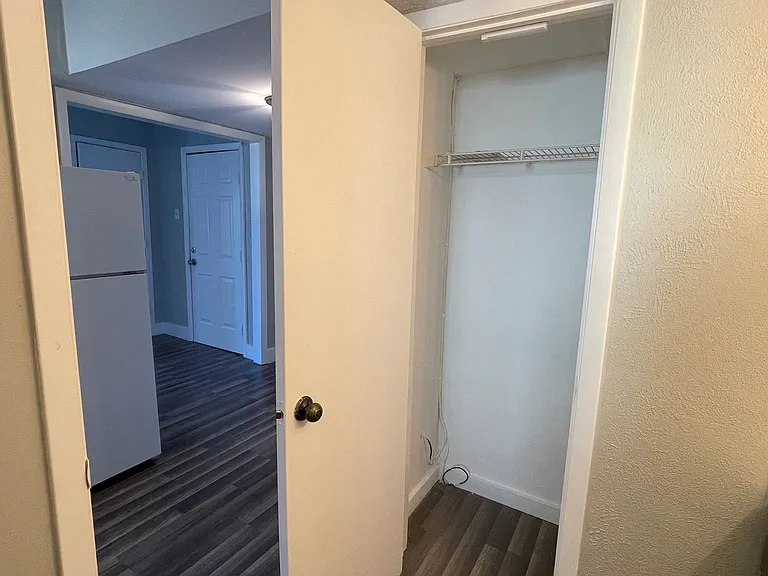Additional closet space in bathroom vanity area.