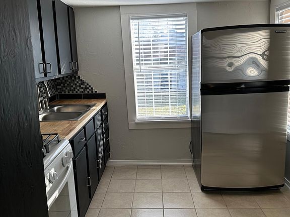 Kitchen view from bathroom