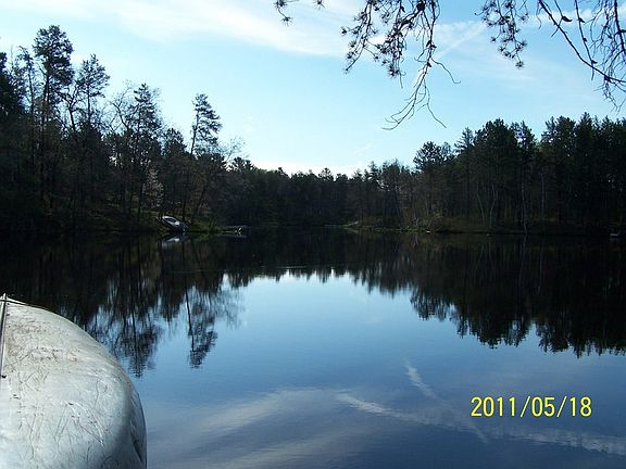 View from the dock in the Spring : This peaceful end of the Trego Lake has a spring fed creek flow f