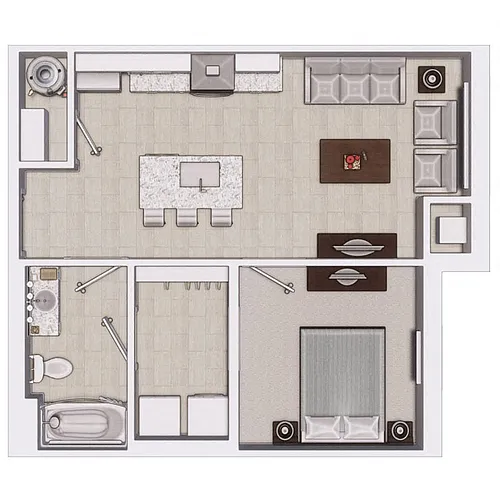 Floor plan 1 Bedroom, 1 Bathroom