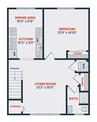 Floor plan 1 Bed | 1 Bath