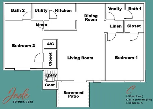 Floor plan Two Bedrooms | Two Baths