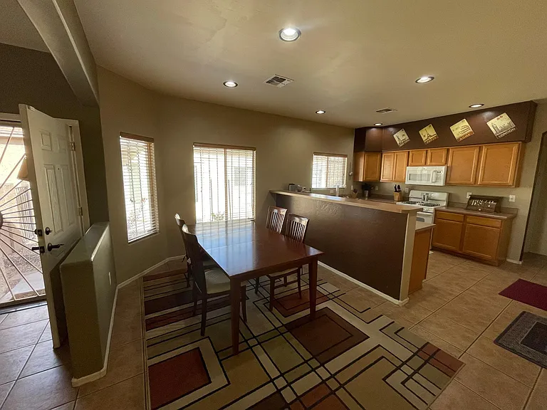 Dining room and kitchen looking