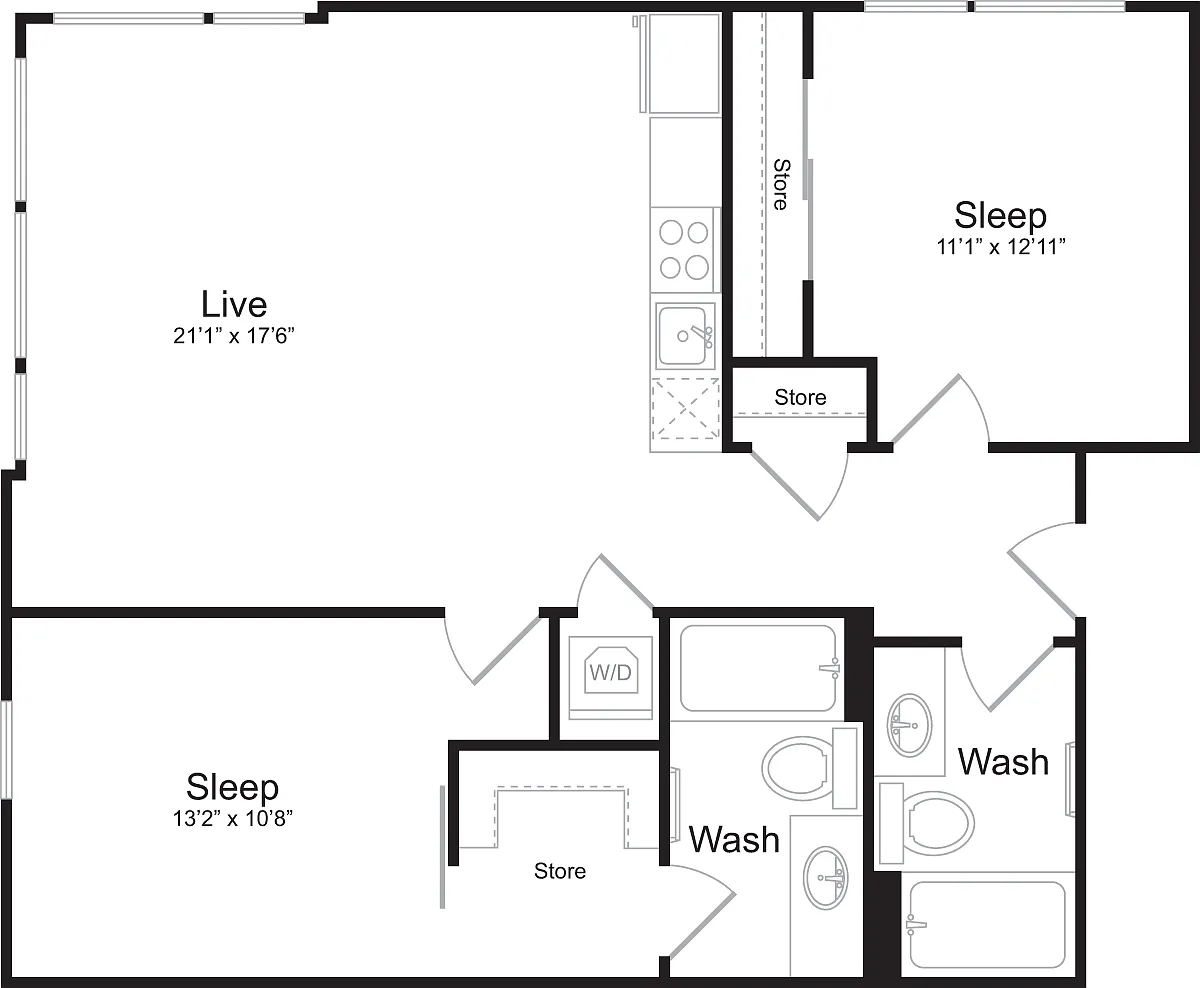 Floor plan 2 Bedroom A
