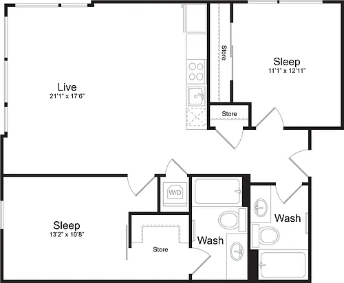 Floor plan 2 Bedroom A