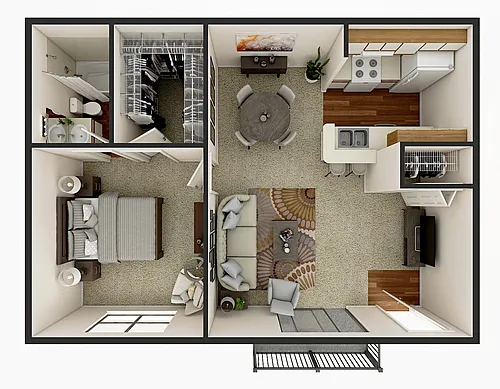 Floor plan 1 Bedroom 1 Bath
