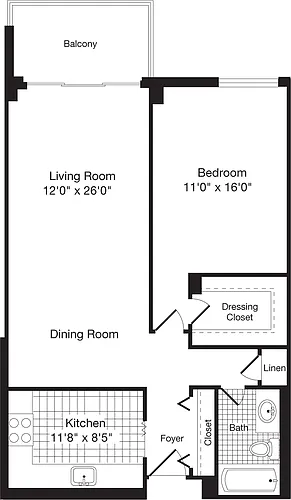 Floor plan 1 Bedroom B