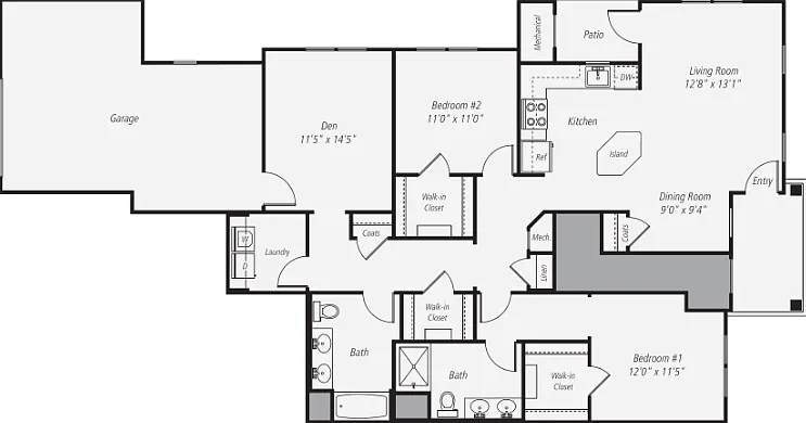 B6 - Ground Floor w/ Garage Floorplan Diagram