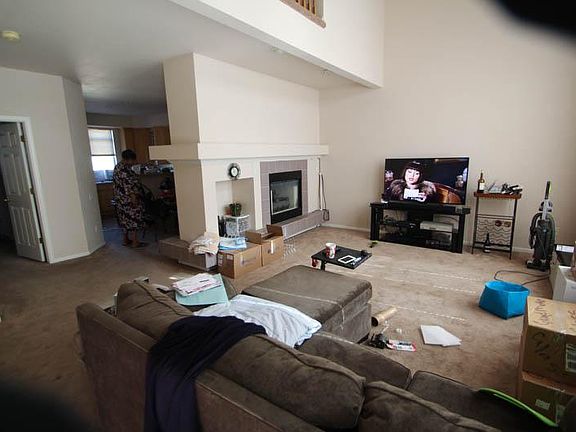 Living room with fireplace.