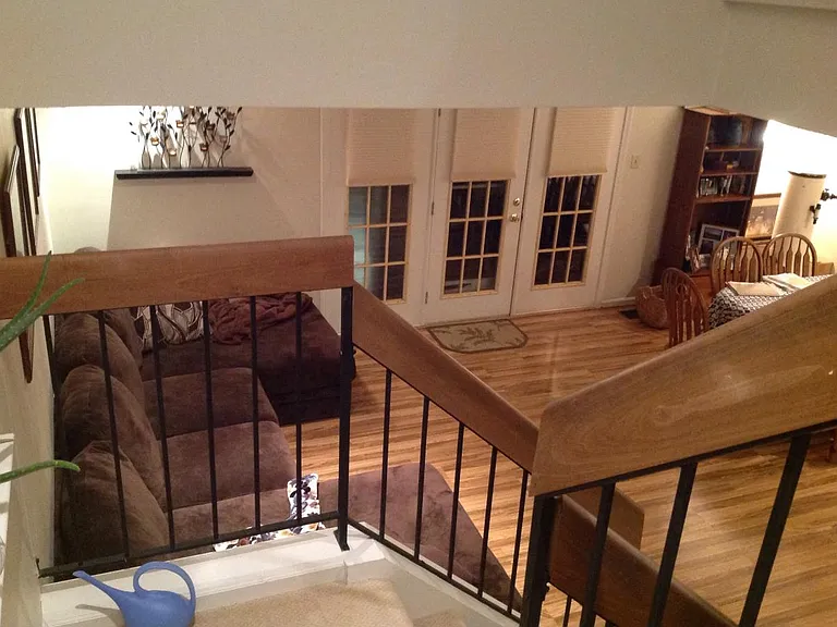 View from stairway into Living Room/Dining Room