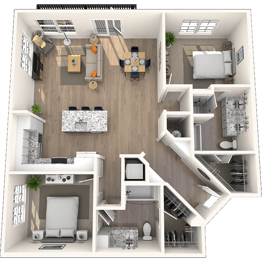 Floor plan Traditional 2x2 1240-1313 SF-FP