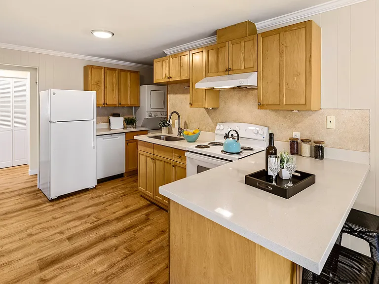 New refrigerator and in-unit washer and dryer.