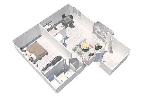 Floor plan One Bedroom Den