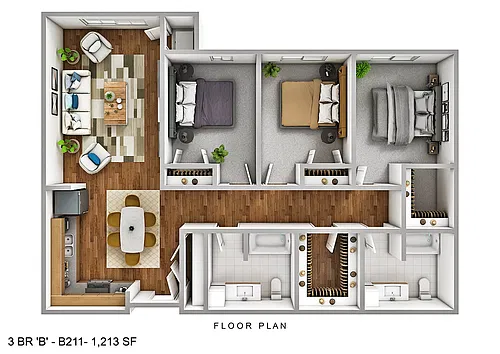 Floor plan 3 Bedroom, Income Restrictions