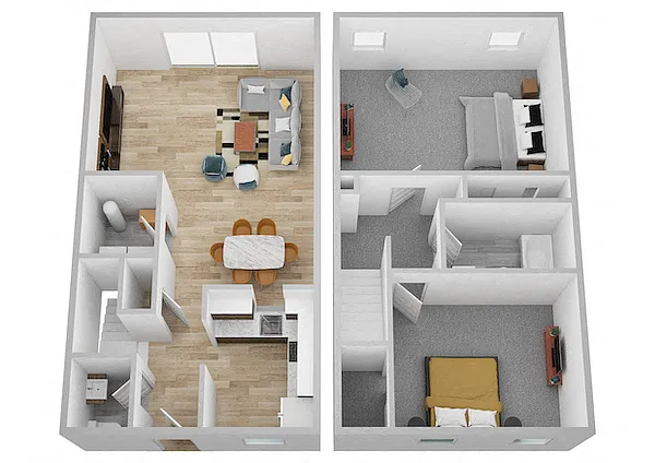 Floor plan Two Bedroom One and a half Bath Townhome