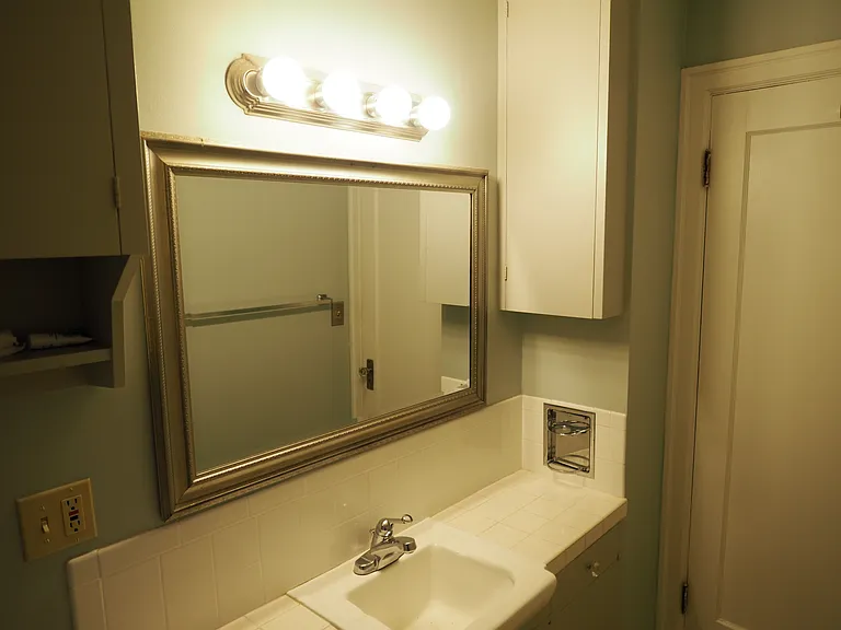 Bathroom sink and counter.