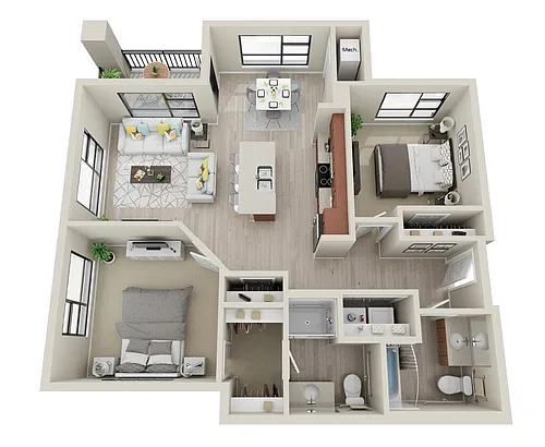 Floor plan 2 Bedroom K