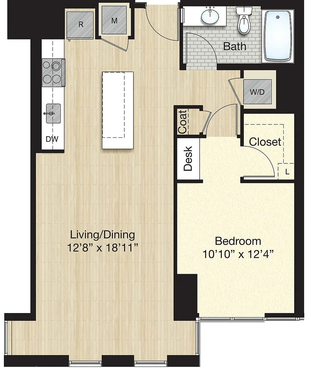 Floor plan Tier 65.1 - 1 Bed/1 Bath