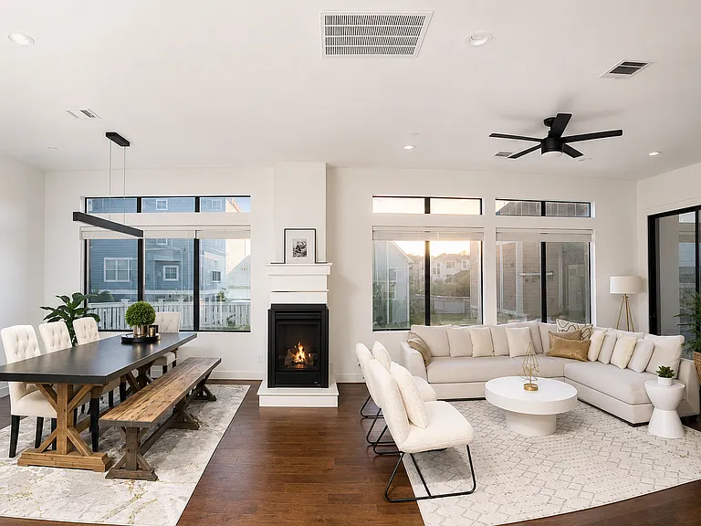 Current furnished photo with combined dining and living space