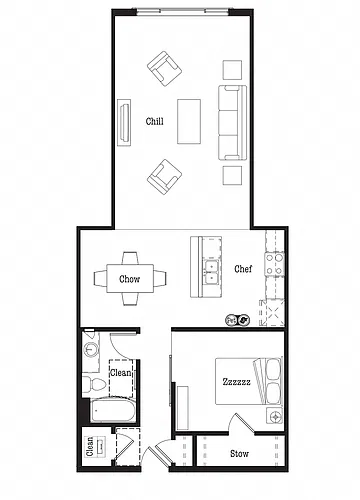 Floor plan U6 Open One Bed