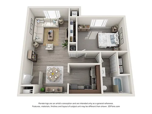 Floor plan Renovated 1 Bedroom