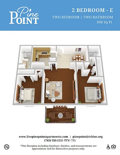 Floor plan 2 Bed - 2 Bath