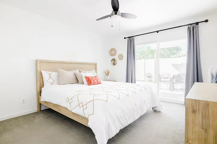 Master bedroom leads to pool area