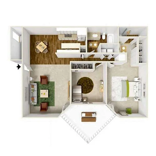 Floor plan Two Bedroom Two Bath