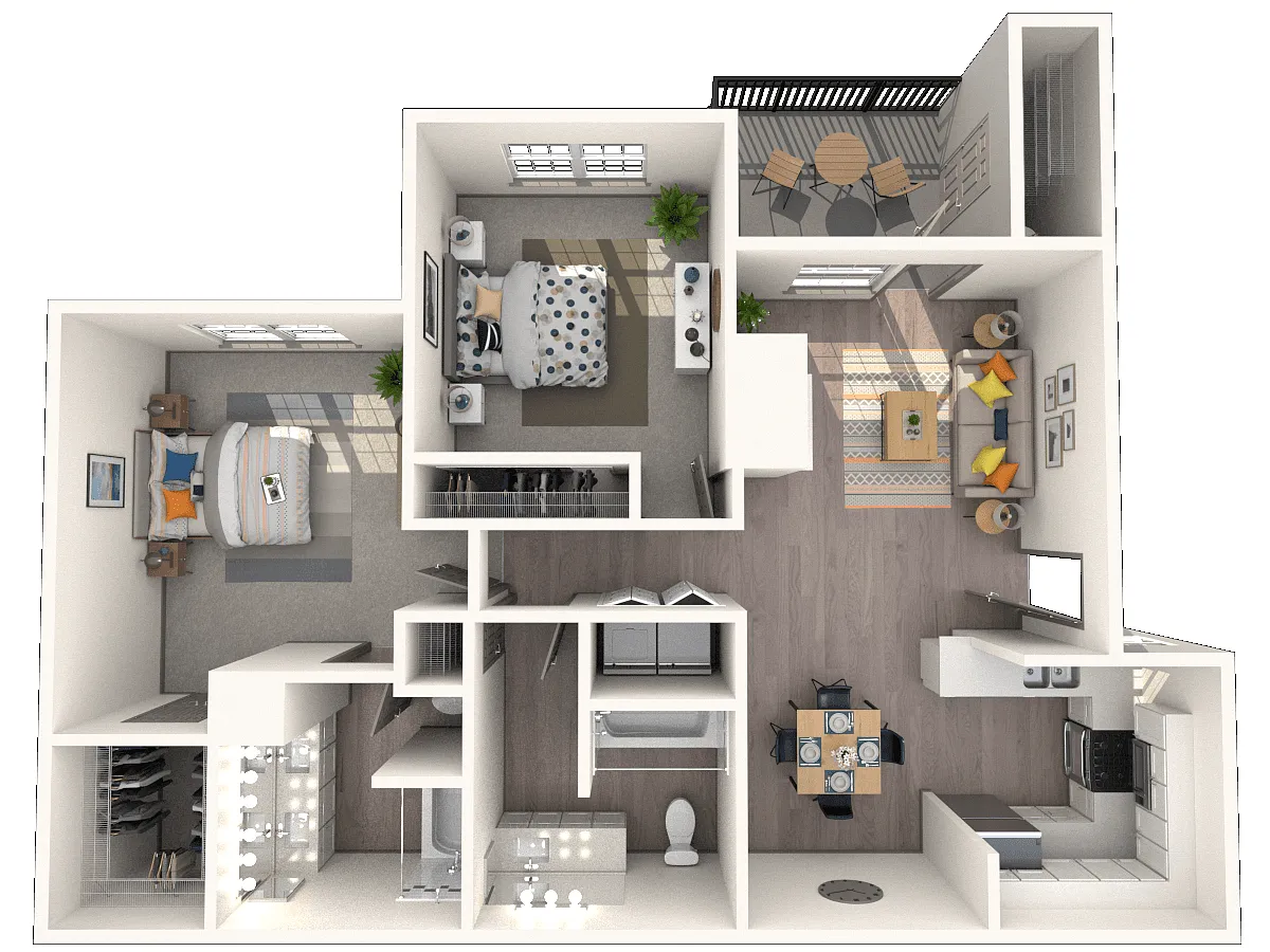 Floor plan 2 Bedroom 2 Bath 1037