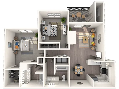 Floor plan 2 Bedroom 2 Bath 1037