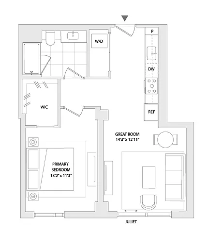 Floor plan 1 BED C18