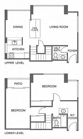 Floor plan 2 Bed, 1.5 Bath