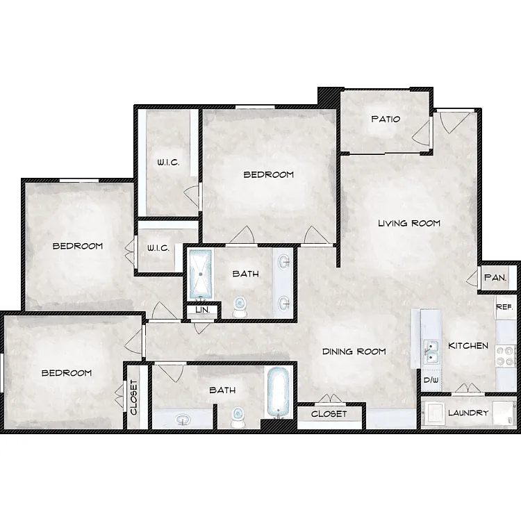 Floor plan 3 Bed 2 Bath