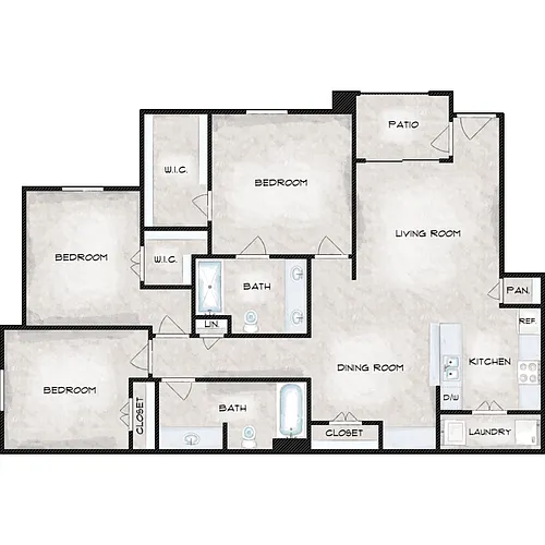 Floor plan 3 Bed 2 Bath