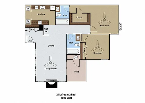 Floor plan 2 BR 2 BA