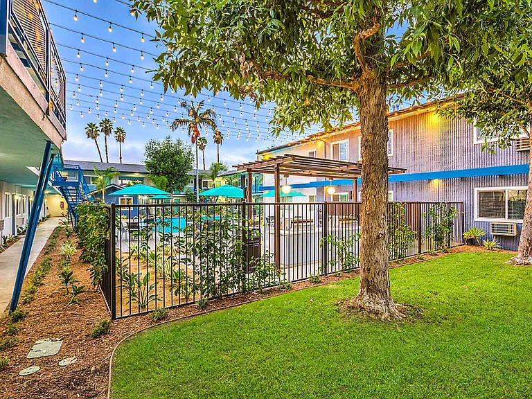 The Island Apartments courtyard grass lawn