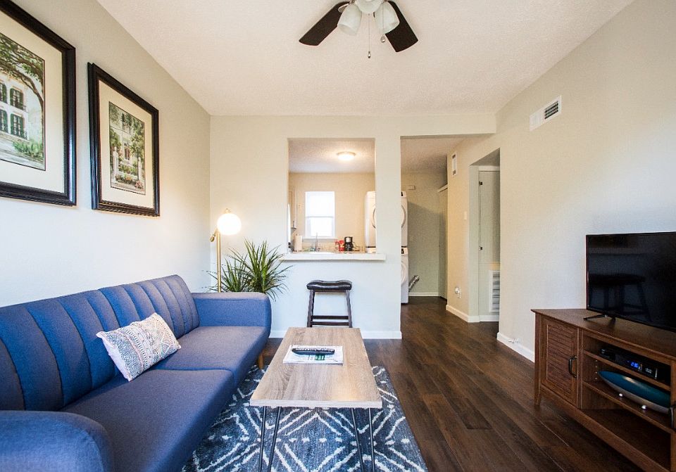 Living room overview. The unit will be unfurnished at move in.