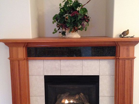 gas fireplace wood mantle