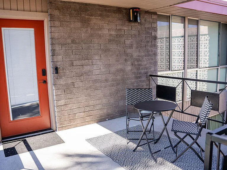 front door and patio... great place to enjoy morning coffee overlooking the pool