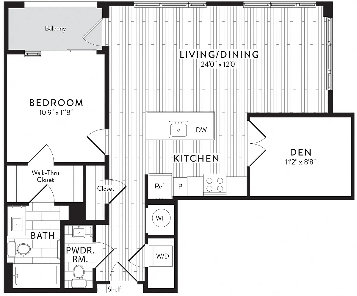 Floor plan B3 - 1 Bed_1 Bath Den